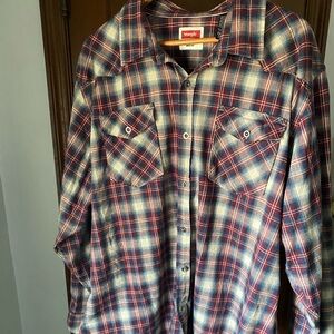 Men's Blue and Red Plaid Shirt